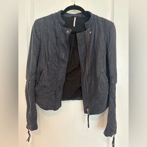 Free People Women's Moto Black Jacket